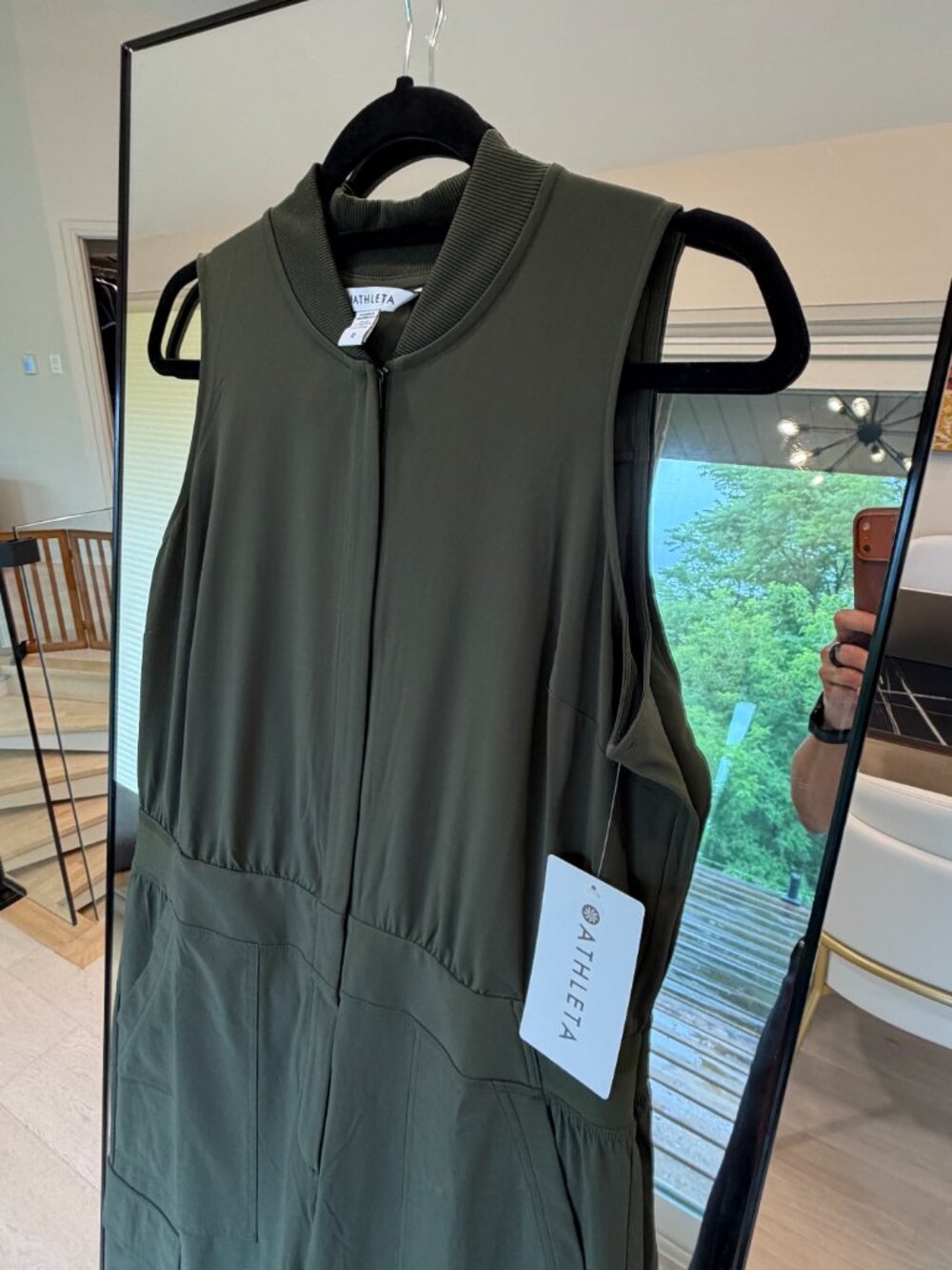 NWT Athleta Brooklyn Utility Jumpsuit Olive Green Size 12